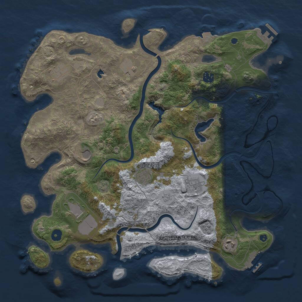 Rust Map: Procedural Map, Size: 4000, Seed: 250613421, 15 Monuments