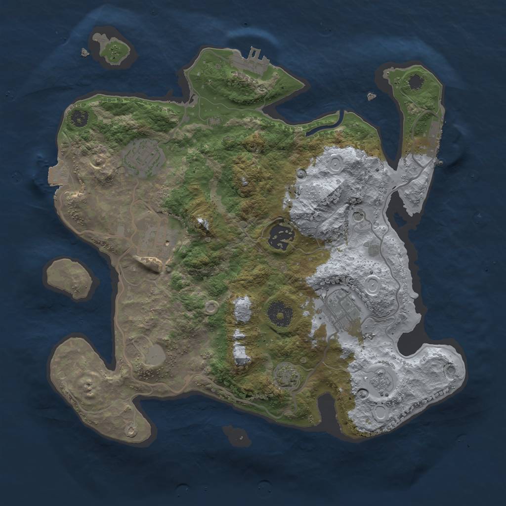 Rust Map: Procedural Map, Size: 3000, Seed: 943215, 12 Monuments