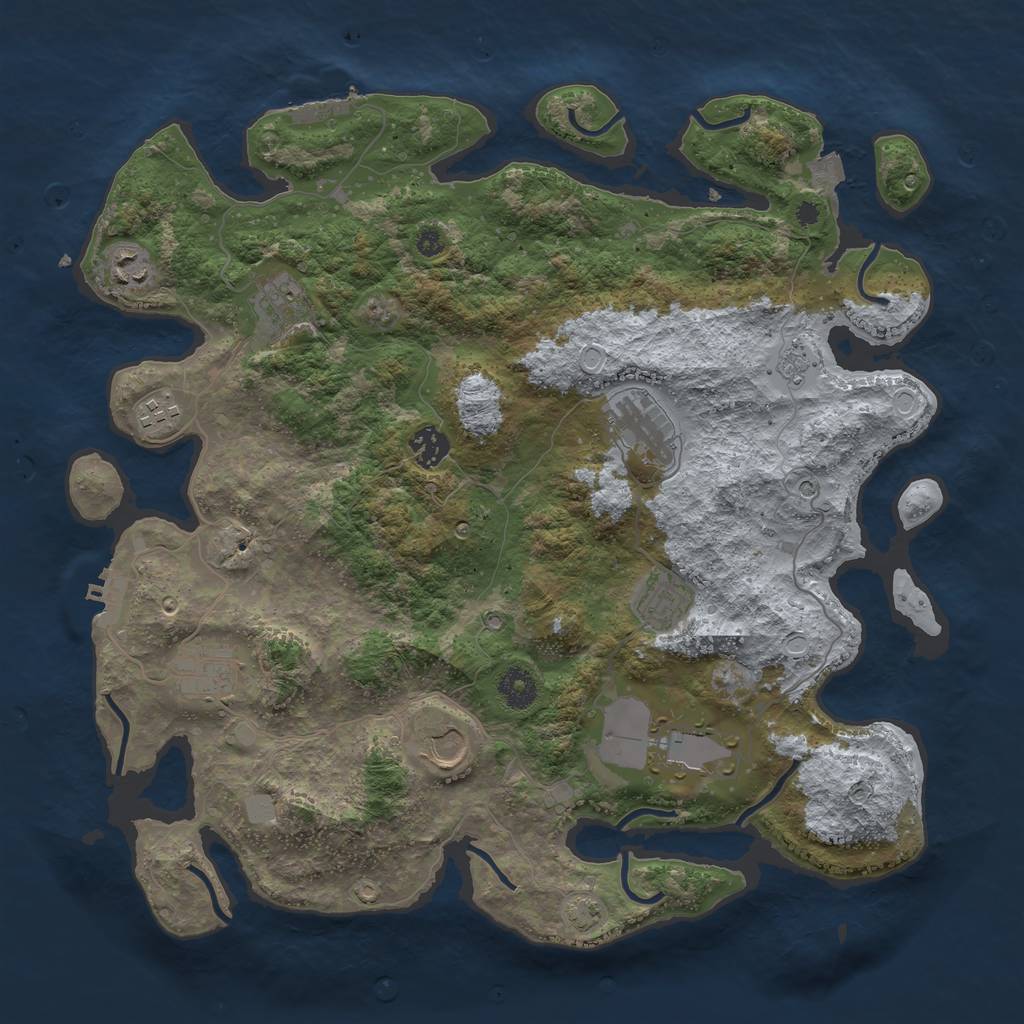Rust Map: Procedural Map, Size: 3850, Seed: 74541612, 17 Monuments
