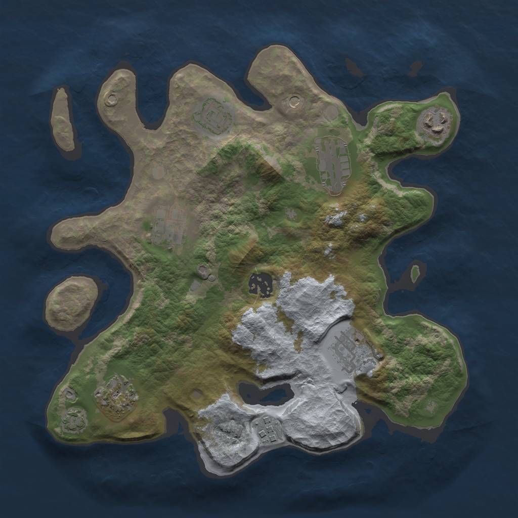 Rust Map: Barren, Size: 3000, Seed: 629163497, 12 Monuments