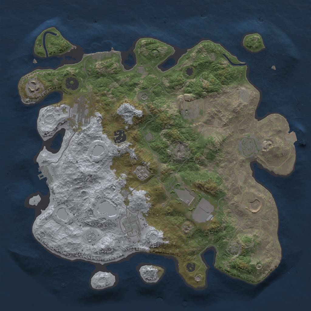 Rust Map: Procedural Map, Size: 3500, Seed: 1202964664, 17 Monuments