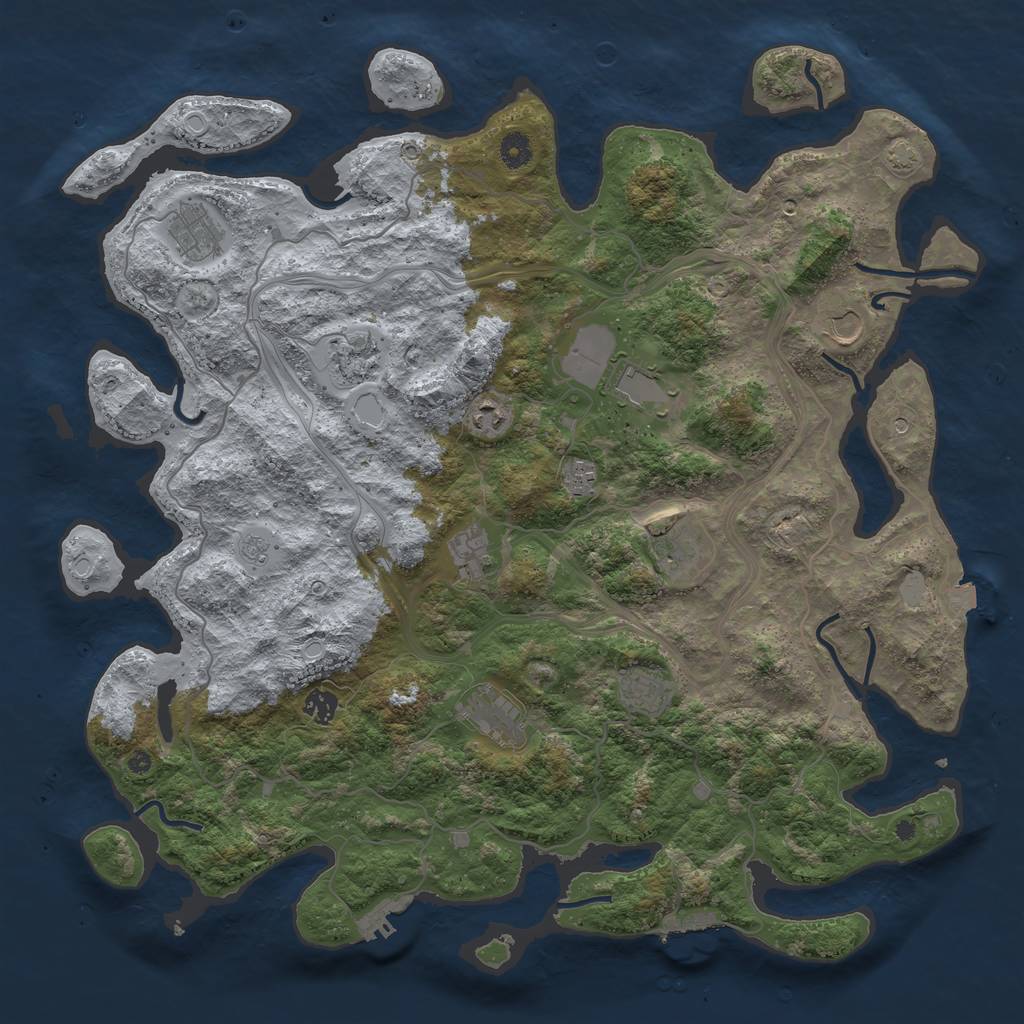 Rust Map: Procedural Map, Size: 4500, Seed: 1357584973, 19 Monuments