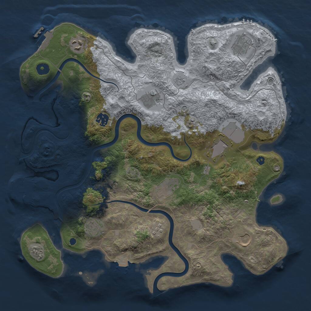 Rust Map: Procedural Map, Size: 3750, Seed: 613634944, 15 Monuments