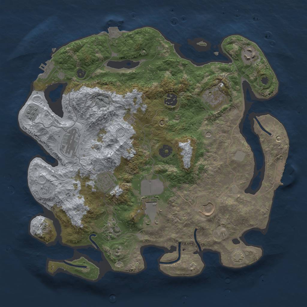 Rust Map: Procedural Map, Size: 3500, Seed: 2134110332, 17 Monuments