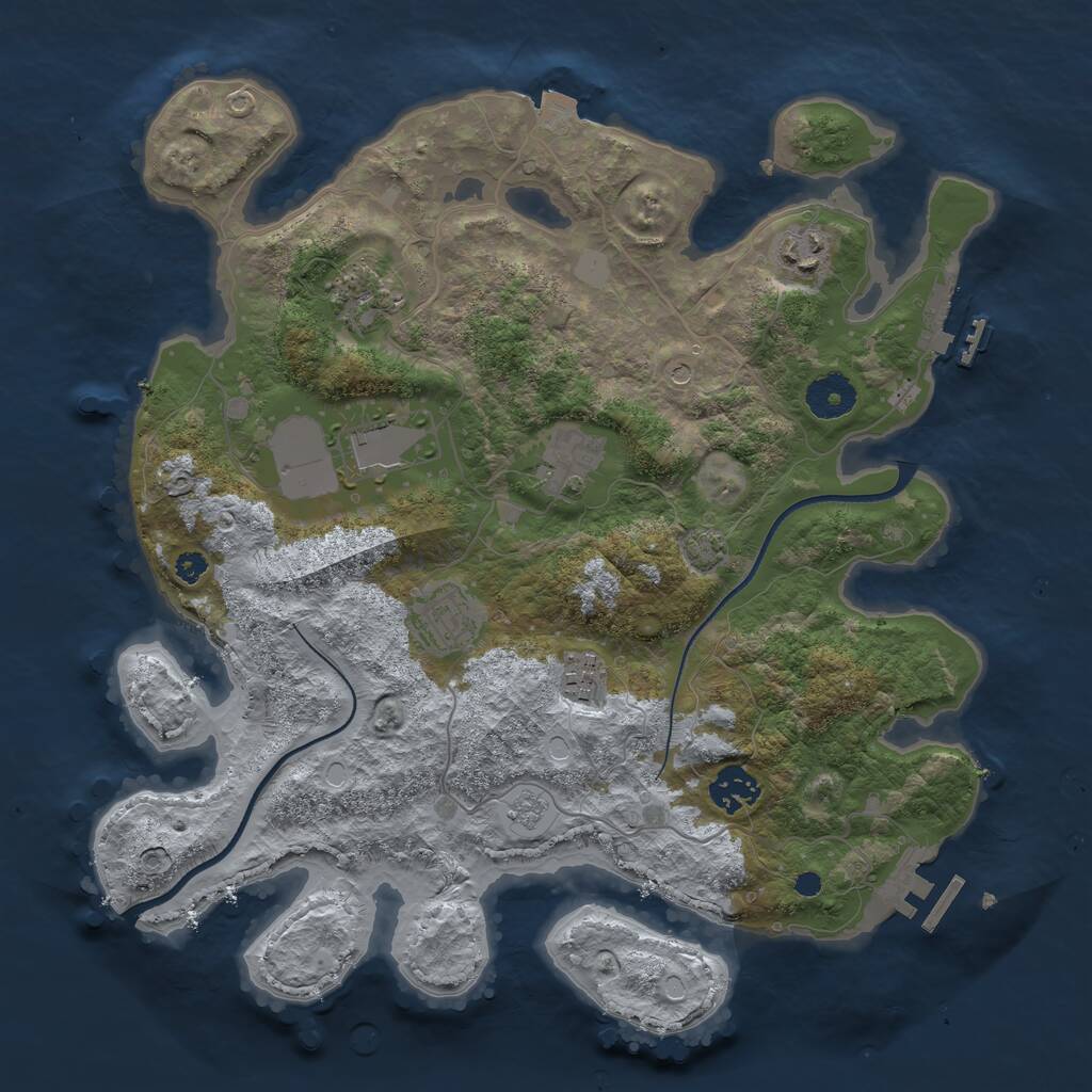 Rust Map: Procedural Map, Size: 3500, Seed: 74247, 13 Monuments