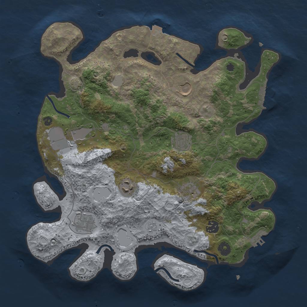 Rust Map: Procedural Map, Size: 3500, Seed: 74247, 14 Monuments