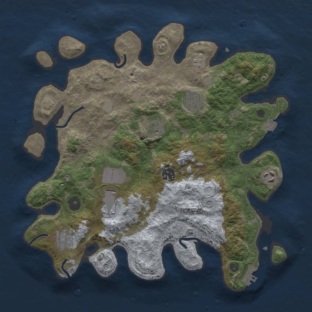 Rust Map: Procedural Map, Size: 3500, Seed: 170873365, 14 Monuments