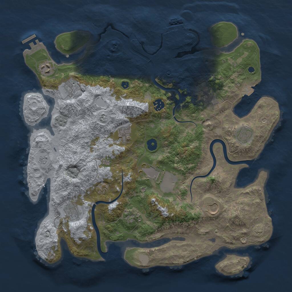 Rust Map: Procedural Map, Size: 3900, Seed: 35082275, 17 Monuments