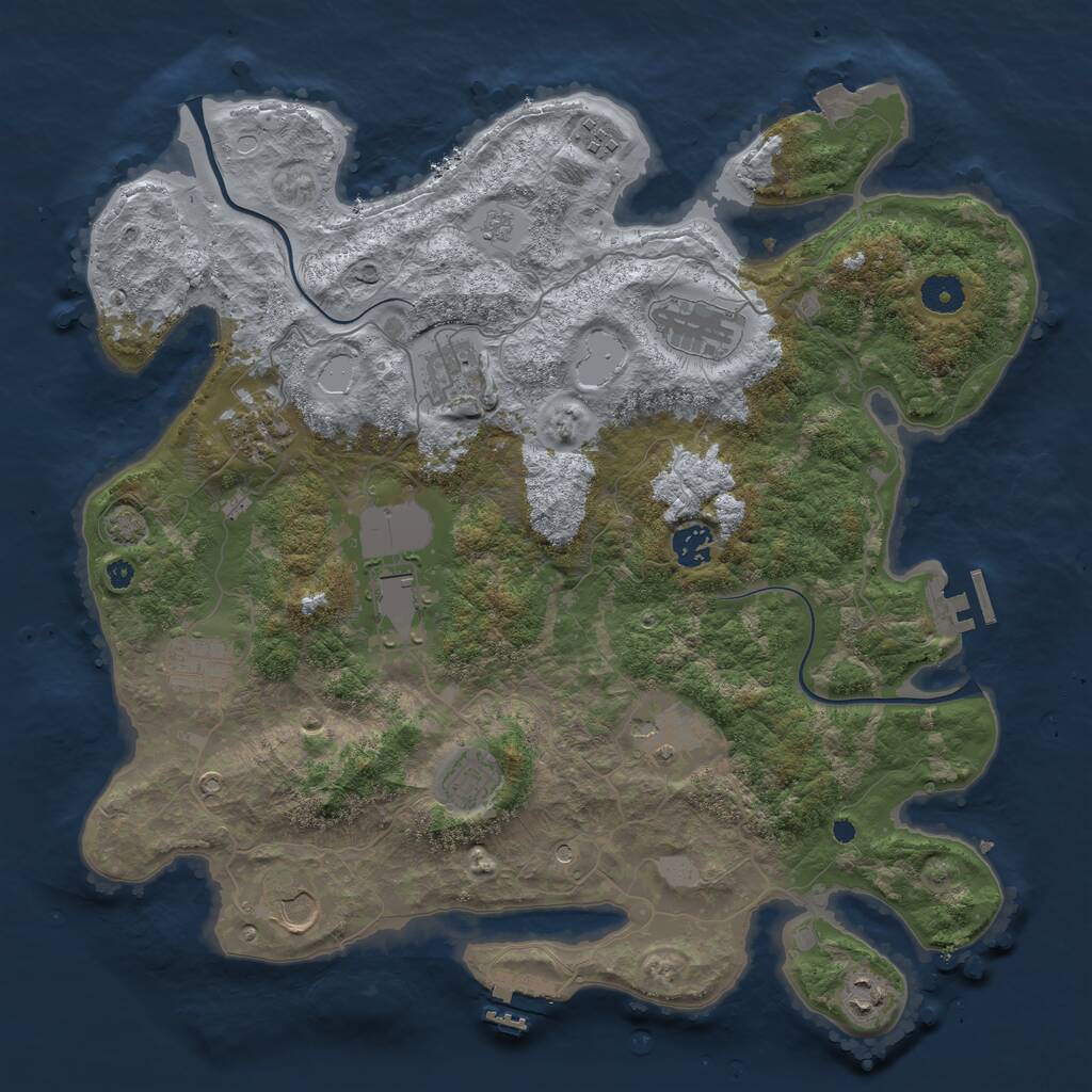 Rust Map: Procedural Map, Size: 3950, Seed: 1084058, 17 Monuments