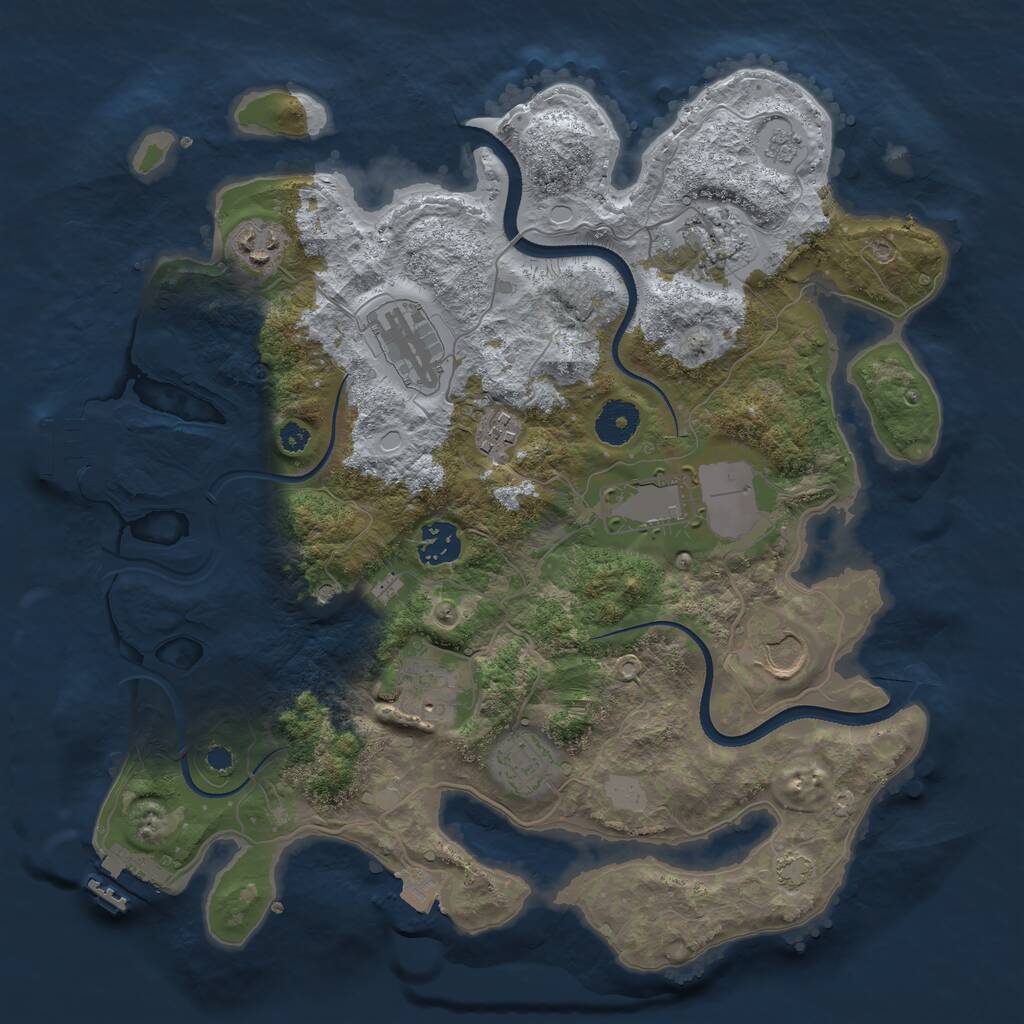 Rust Map: Procedural Map, Size: 3500, Seed: 160053354, 15 Monuments
