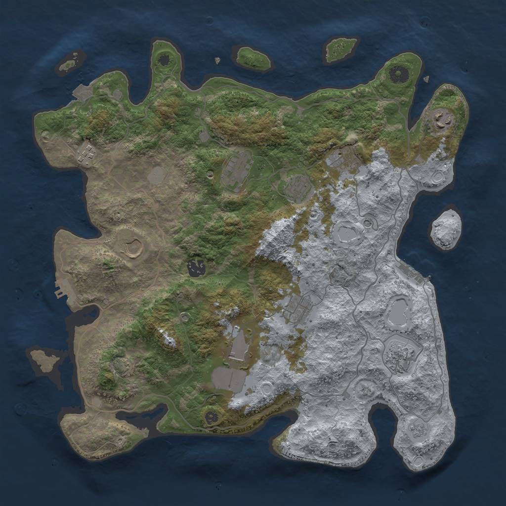 Rust Map: Procedural Map, Size: 4000, Seed: 932737026, 18 Monuments