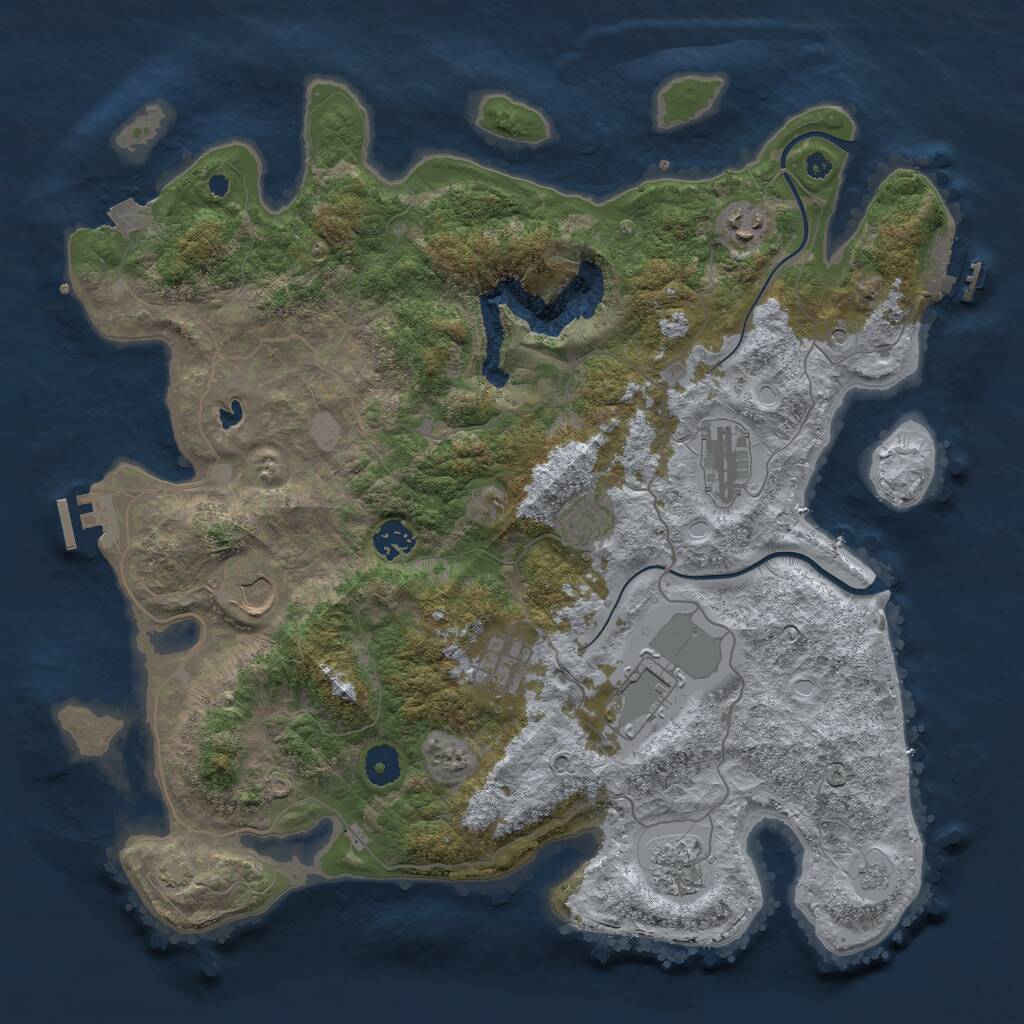 Rust Map: Procedural Map, Size: 4000, Seed: 932737026, 14 Monuments