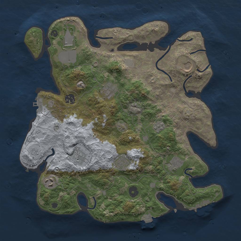 Rust Map: Procedural Map, Size: 3500, Seed: 85829506, 17 Monuments