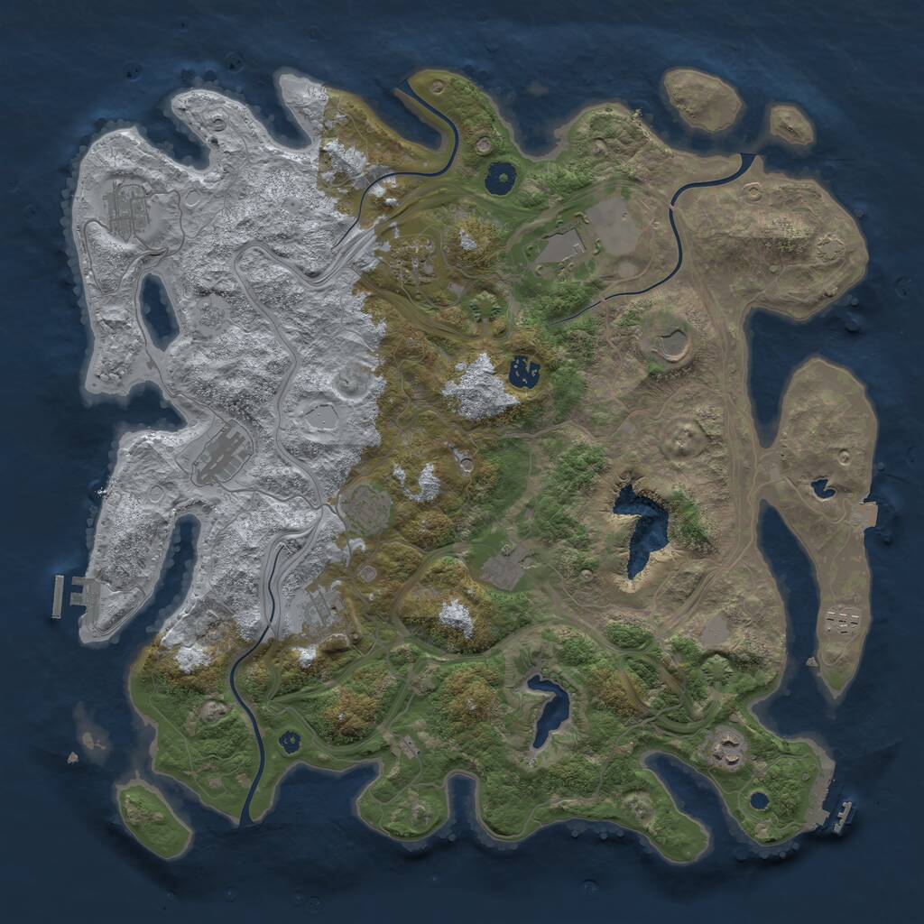 Rust Map: Procedural Map, Size: 4300, Seed: 95733693, 17 Monuments