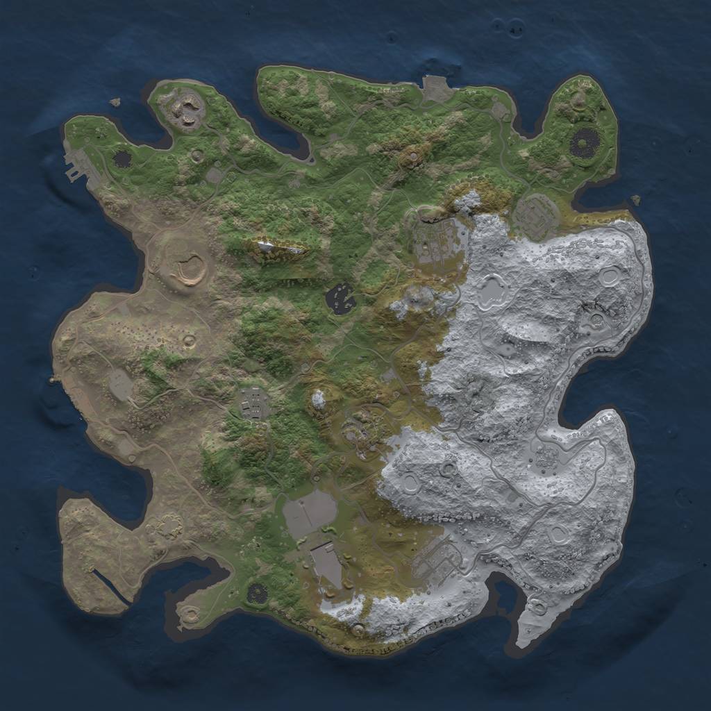 Rust Map: Procedural Map, Size: 3500, Seed: 1382555906, 17 Monuments