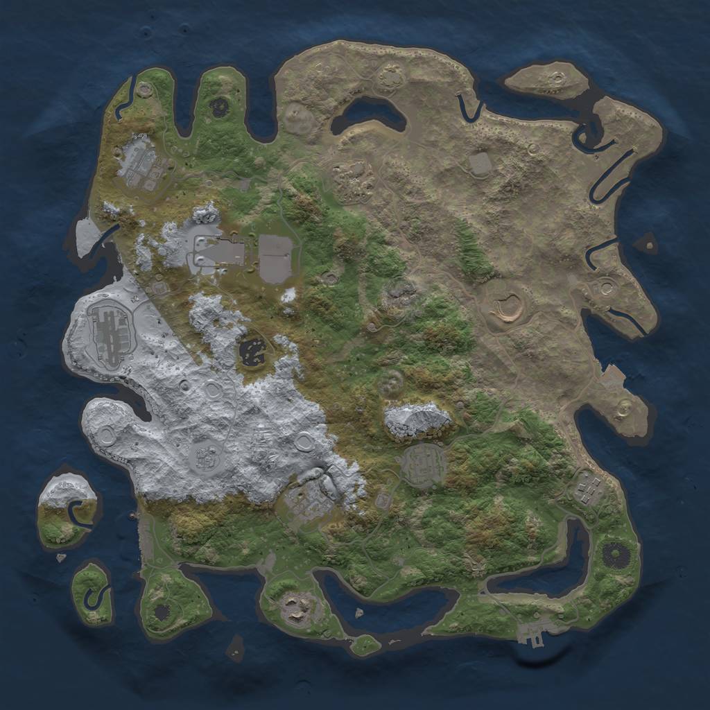 Rust Map: Procedural Map, Size: 3800, Seed: 1332062666, 18 Monuments