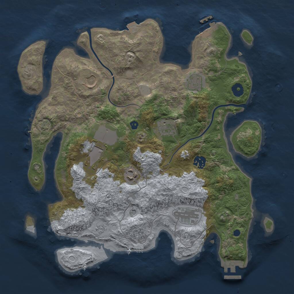Rust Map: Procedural Map, Size: 3500, Seed: 162500224, 13 Monuments