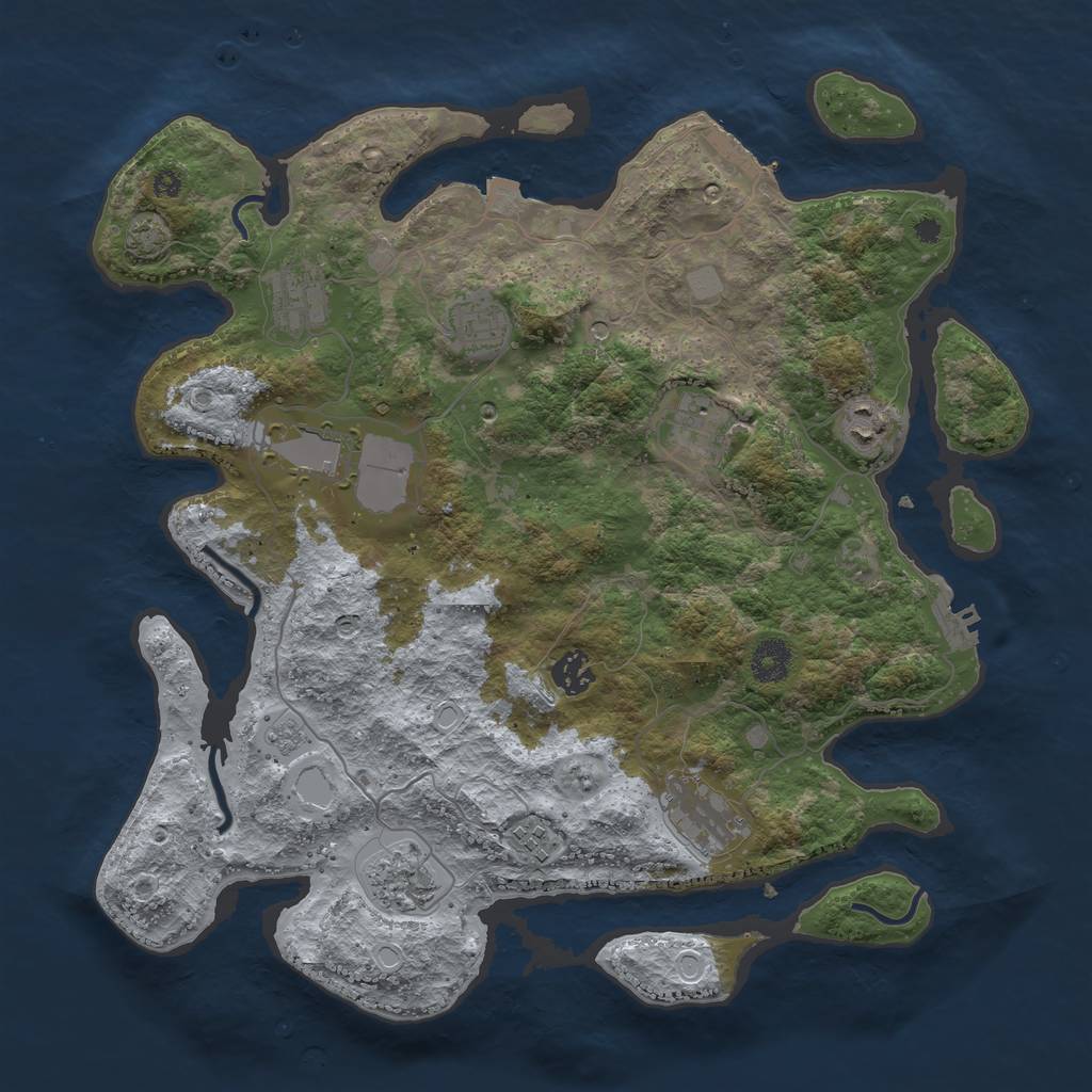 Rust Map: Procedural Map, Size: 3800, Seed: 59639351, 17 Monuments