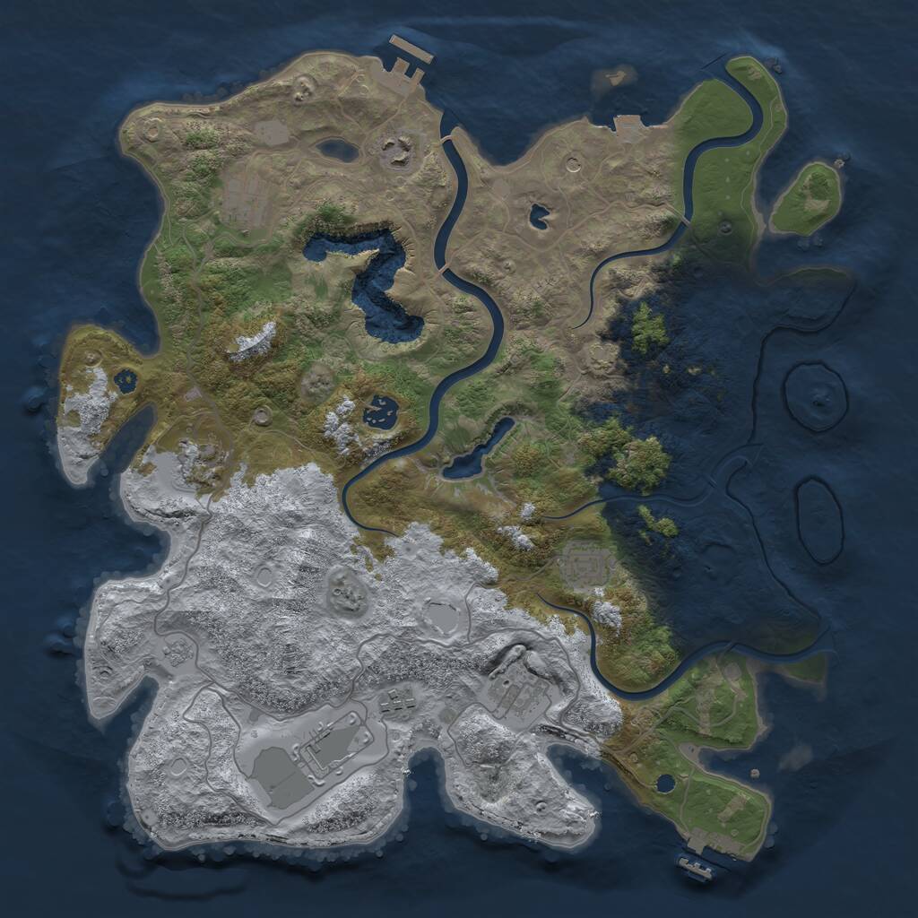 Rust Map: Procedural Map, Size: 4000, Seed: 9630406, 14 Monuments