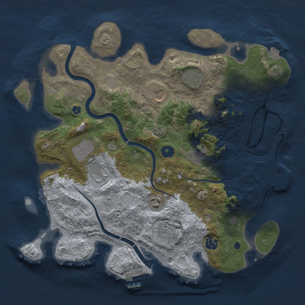 Rust Map: Procedural Map, Size: 3650, Seed: 51649771, 14 Monuments