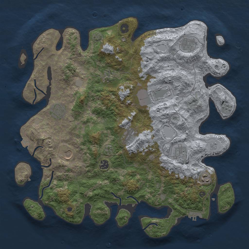 Rust Map: Procedural Map, Size: 3950, Seed: 48584740, 17 Monuments