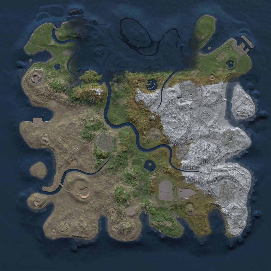 Rust Map: Procedural Map, Size: 3500, Seed: 934113668, 14 Monuments