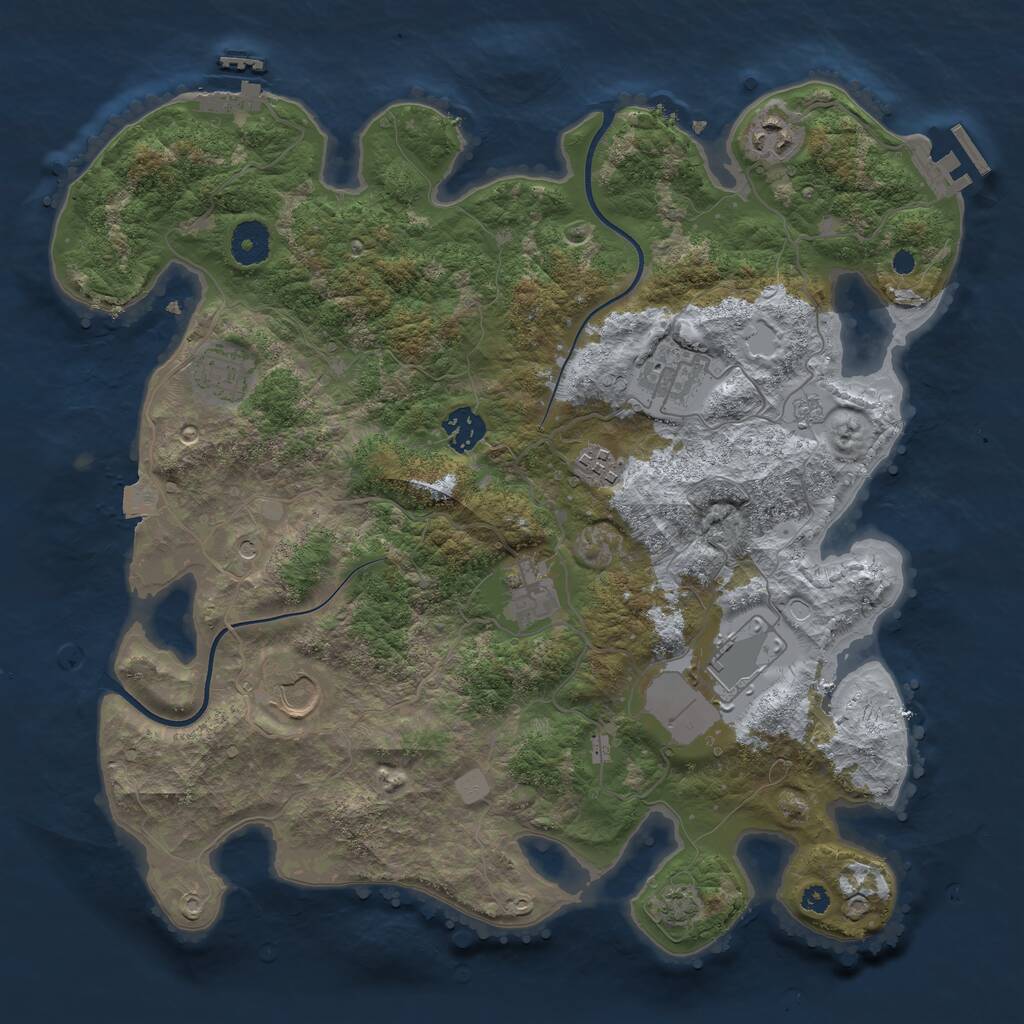 Rust Map: Procedural Map, Size: 3650, Seed: 17287410, 14 Monuments