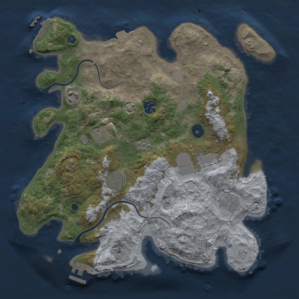 Rust Map: Procedural Map, Size: 3500, Seed: 1200077830, 13 Monuments