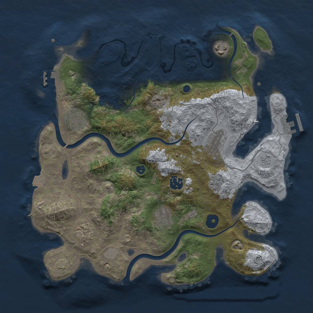 Rust Map: Procedural Map, Size: 3450, Seed: 84450208, 13 Monuments