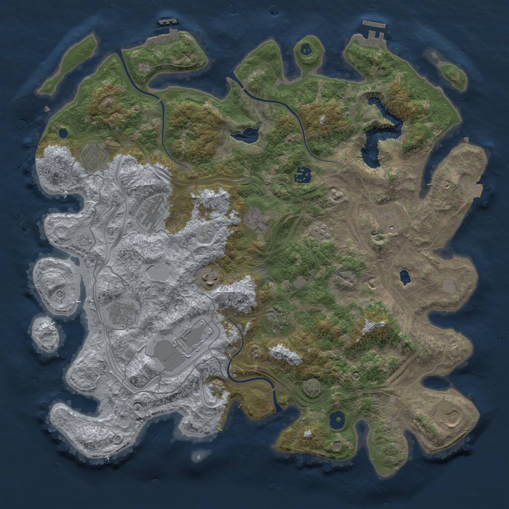 Rust Map: Procedural Map, Size: 4400, Seed: 80893455, 17 Monuments