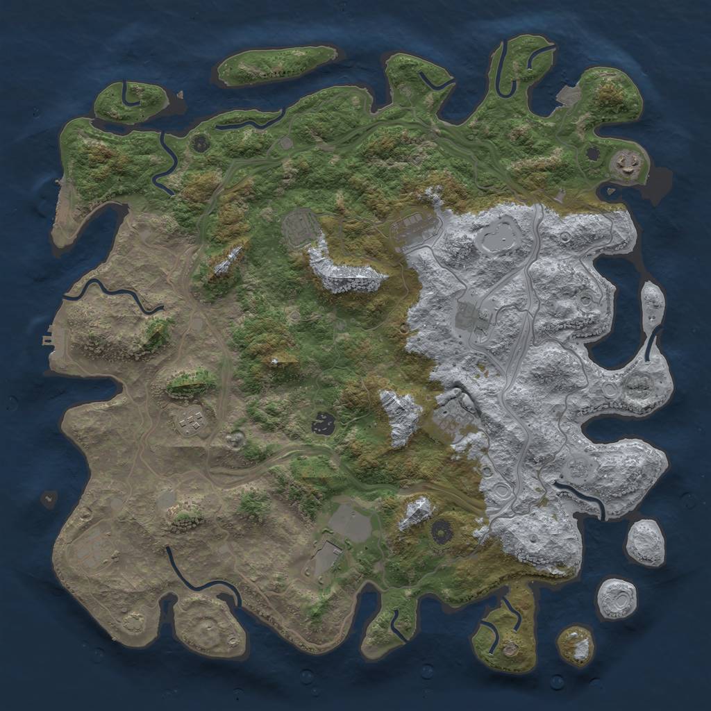 Rust Map: Procedural Map, Size: 4500, Seed: 142, 17 Monuments