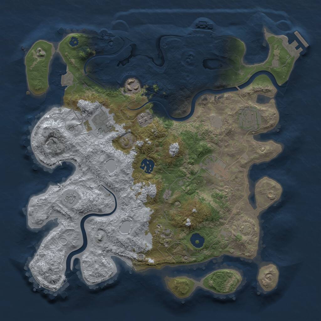 Rust Map: Procedural Map, Size: 3400, Seed: 69025309, 13 Monuments