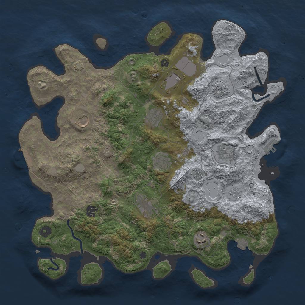 Rust Map: Procedural Map, Size: 3900, Seed: 40960849, 18 Monuments