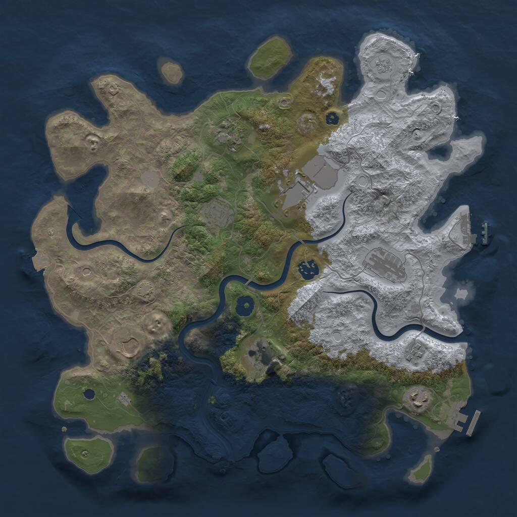 Rust Map: Procedural Map, Size: 3900, Seed: 40960849, 15 Monuments