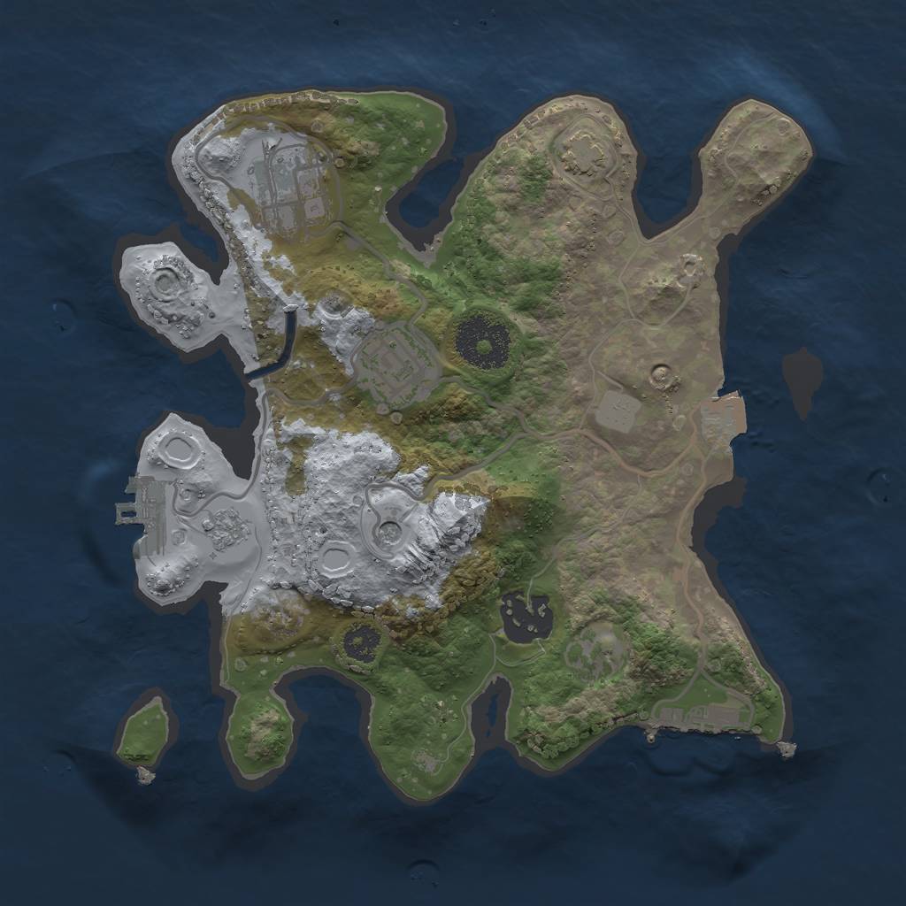 Rust Map: Procedural Map, Size: 2500, Seed: 345, 11 Monuments