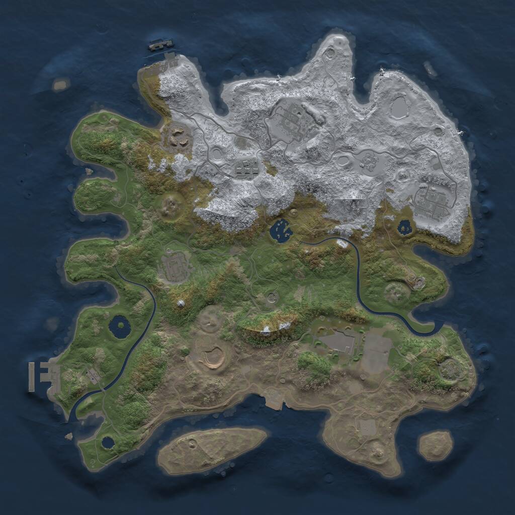 Rust Map: Procedural Map, Size: 3500, Seed: 5283096, 14 Monuments