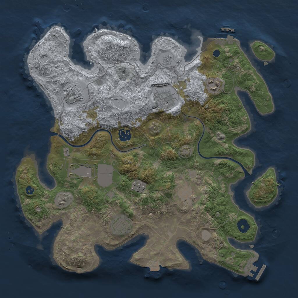 Rust Map: Procedural Map, Size: 3500, Seed: 1453148993, 13 Monuments