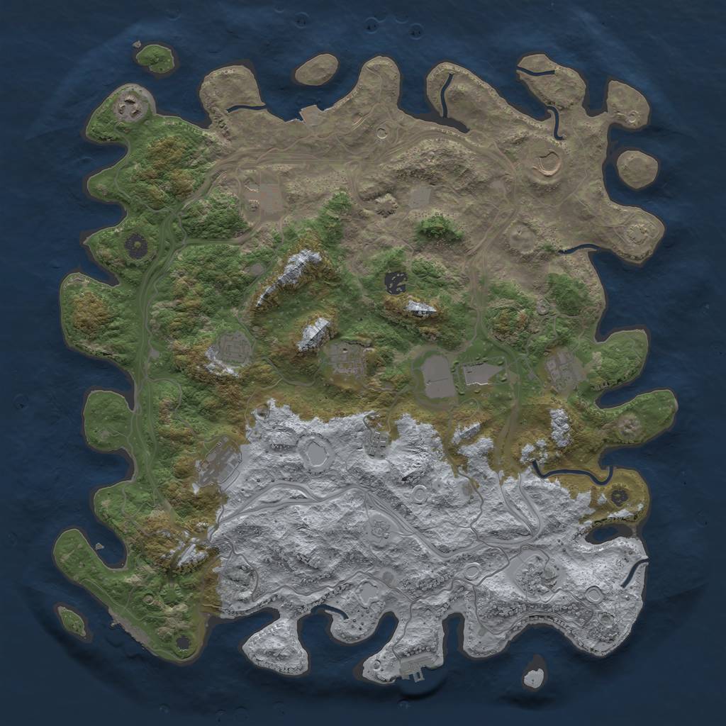 Rust Map: Procedural Map, Size: 4500, Seed: 1258288889, 19 Monuments
