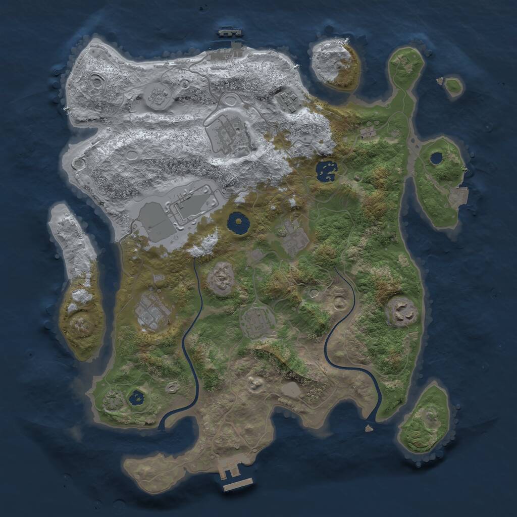 Rust Map: Procedural Map, Size: 3500, Seed: 35892055, 14 Monuments