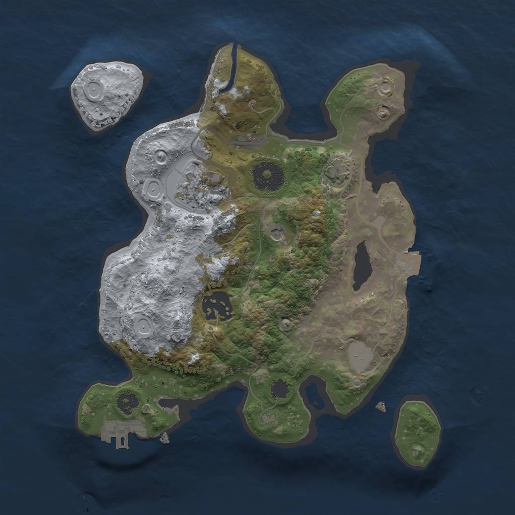 Rust Map: Procedural Map, Size: 2500, Seed: 1025818118, 8 Monuments