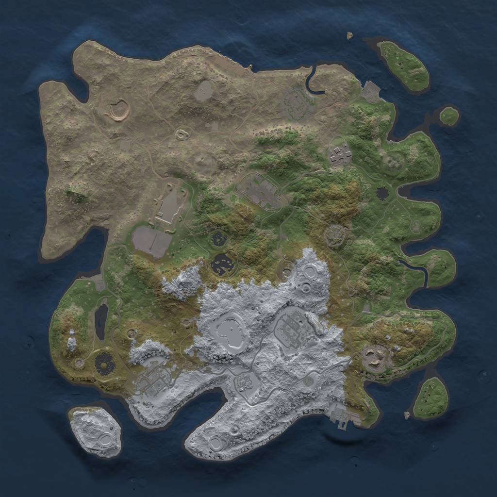 Rust Map: Procedural Map, Size: 3500, Seed: 35004, 17 Monuments