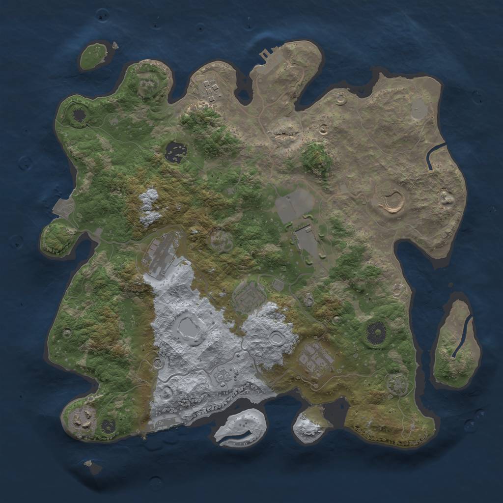 Rust Map: Procedural Map, Size: 3500, Seed: 196820036, 16 Monuments