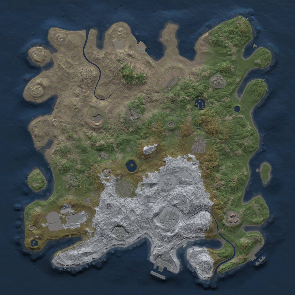 Rust Map: Procedural Map, Size: 3900, Seed: 96033577, 16 Monuments