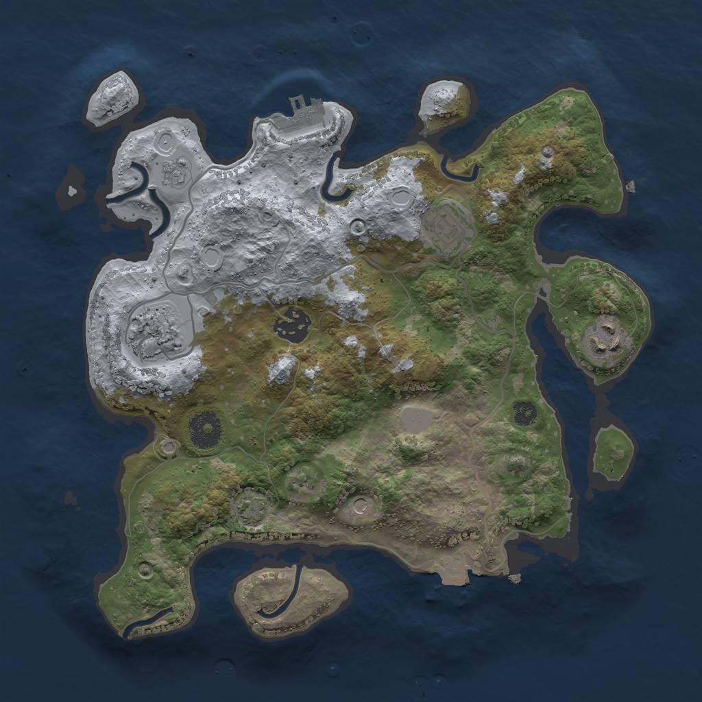 Rust Map: Procedural Map, Size: 3000, Seed: 779233768, 11 Monuments