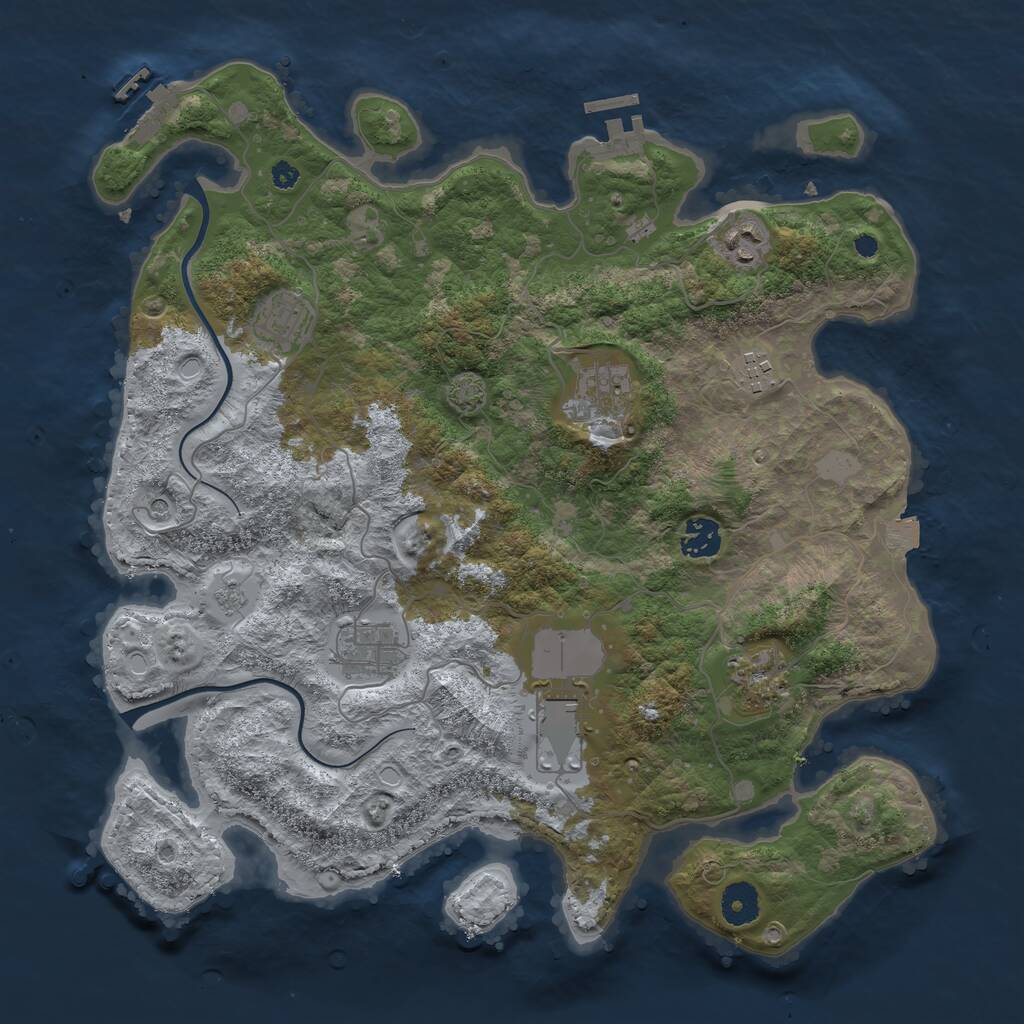 Rust Map: Procedural Map, Size: 3750, Seed: 92830560, 14 Monuments