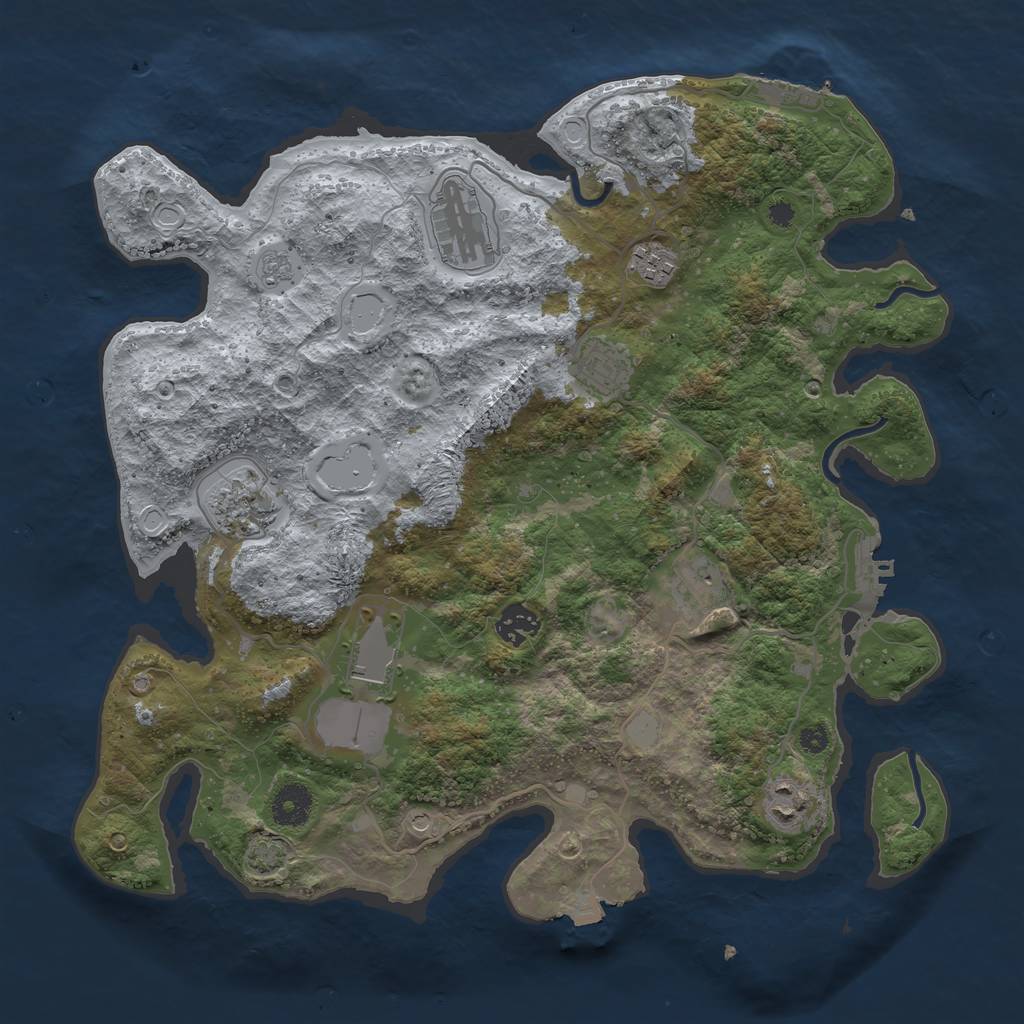 Rust Map: Procedural Map, Size: 3700, Seed: 69927741, 16 Monuments