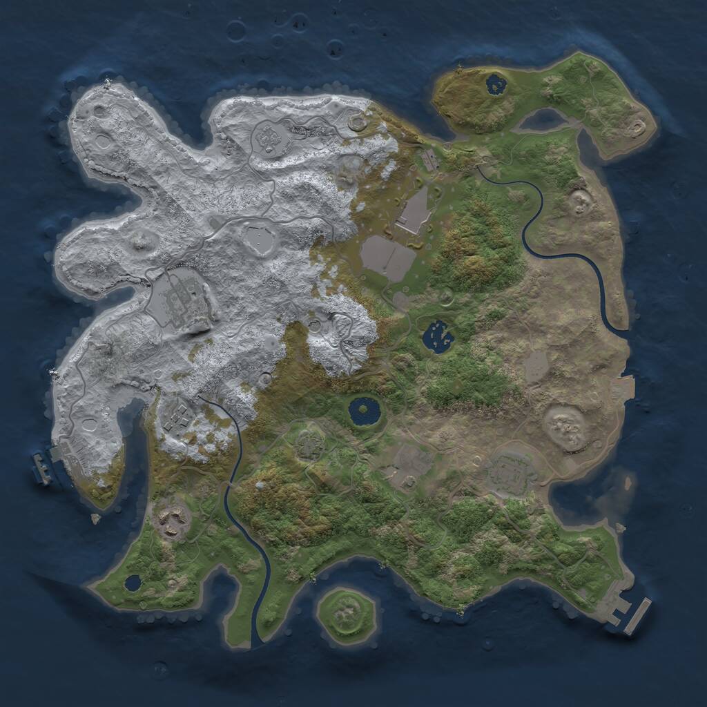 Rust Map: Procedural Map, Size: 3500, Seed: 9041902, 13 Monuments