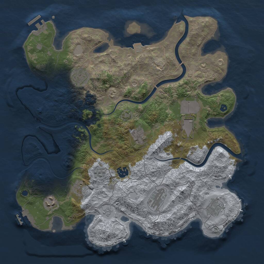 Rust Map: Procedural Map, Size: 3600, Seed: 47199493, 15 Monuments