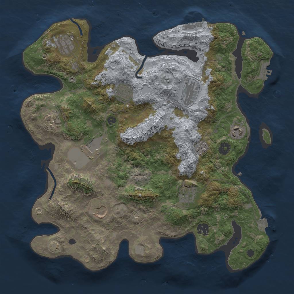 Rust Map: Procedural Map, Size: 3600, Seed: 35583756, 17 Monuments