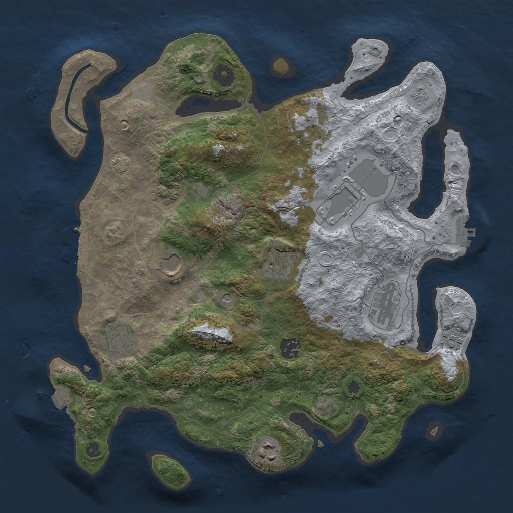 Rust Map: Procedural Map, Size: 3600, Seed: 80085, 16 Monuments